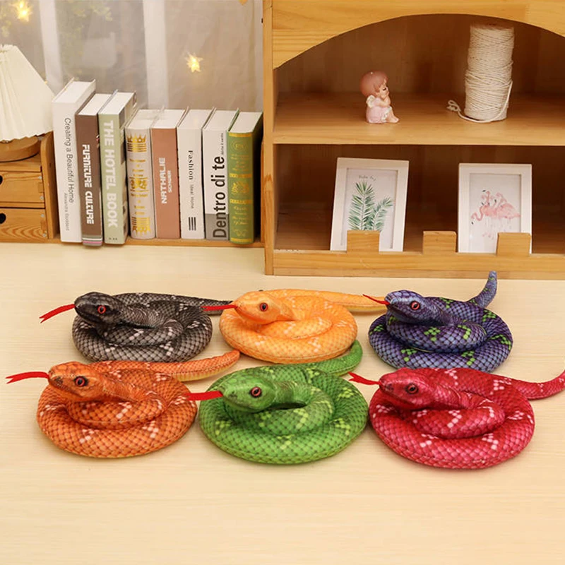 New Simulation Colourful Coiled Snake Plush Toys Realistic Snake Doll Children Prank Props Holiday Wacky Scary Toy Birthday Gift