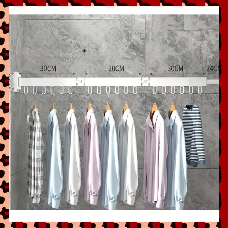 

A72P Indoor Retractable Cloth Drying Rack Home Laundry Clothesline 3-Fold With 18 Aluminum Ring White