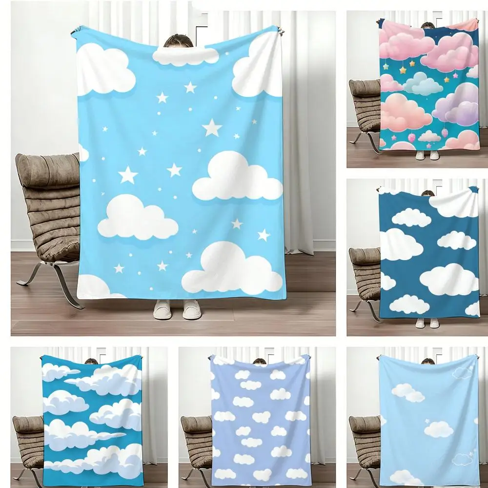 

ANIME C-Cloud pattern Throw Lightweight 240g Flannel Blanket Soft Skin-friendly for Summer Cooling
