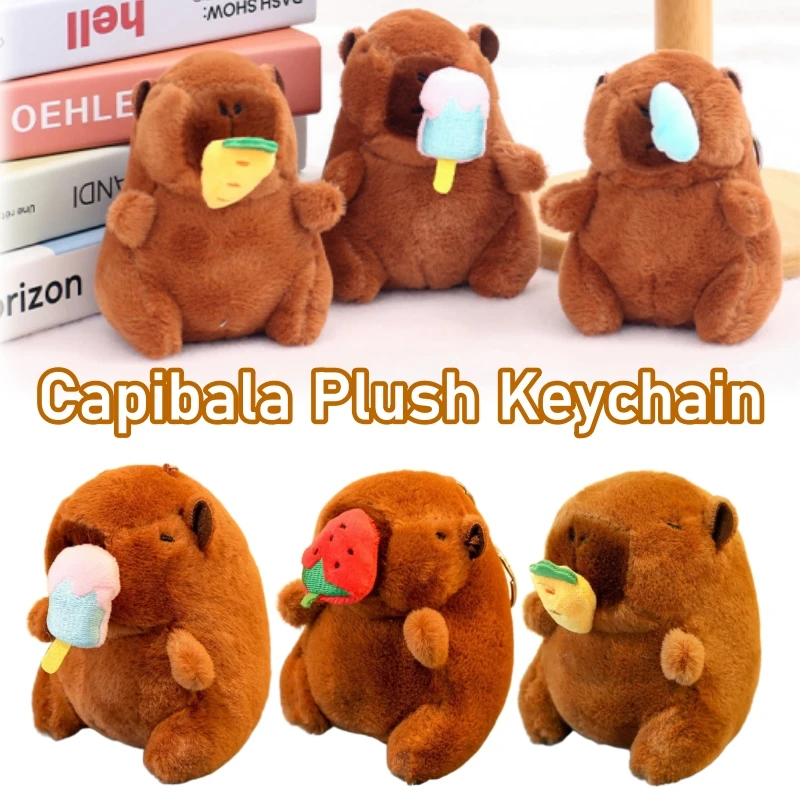 

Мягкие игрушки, плюшевый брелок с капибарой, 12 см, имитация капибары, кулон, аксессуары, милая школьная сумка с героями мультфильмов, очаровательный брелок для ключей