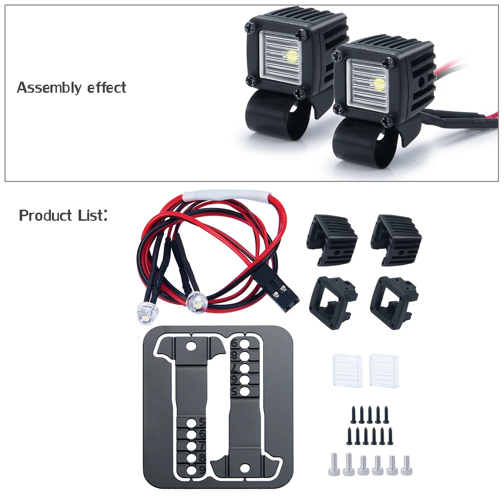 YEAHRUN LED-Leuchten Scheinwerfer Scheinwerfer für TRX-4 TRX6 Axial SCX10 Wraith SCX24 1/10 1/24 RC Auto LKW Dekoration Teile