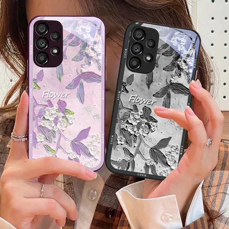 

Oil Painting Flowers For Samsung Galaxy S10 4G S20 11E 30 S21 21Fe 22 S24 Pro S23 Ultra 5G S8 S9 Tempered Glass Phone Case