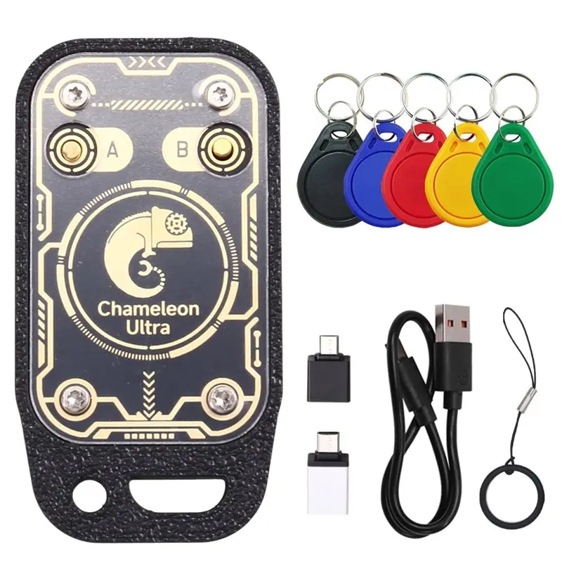A25P Chameleon Ultra Plus RFID Smart Chip Reader Smart Card Emulator+5XUID Keychain IC ID Card Decode Automatic Polling+Reset
