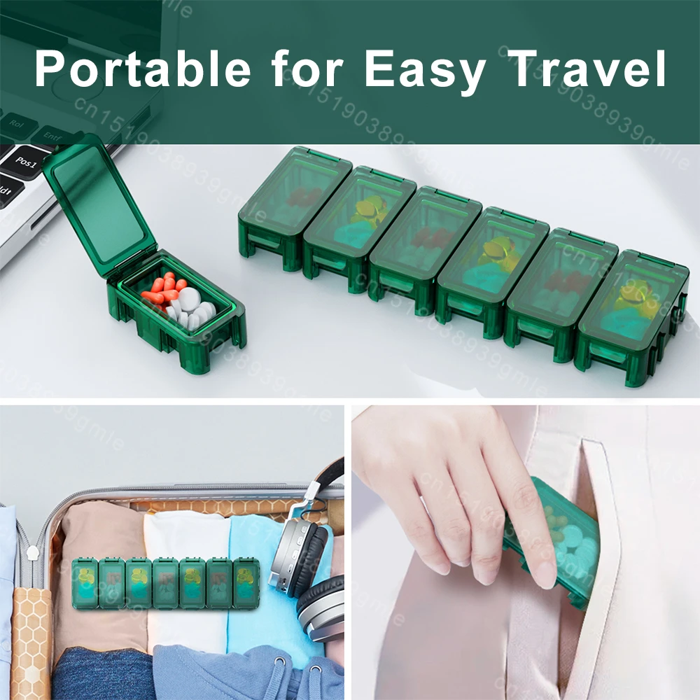 Portable Travel Pill Cases Box 7 Days Organizer 7 Grids Pills Container Storage Tablets Medicine Fish Oils Organizer for Vitamin