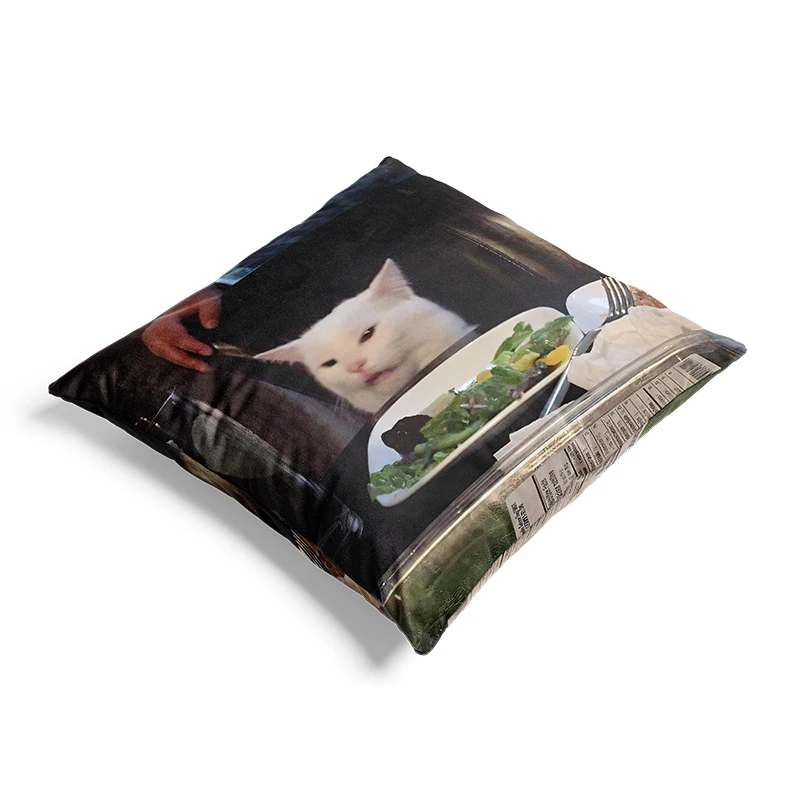 Aertemisi Smudge the Cat Table Cat Salad Cat Funny Meme Square Throw Pillow Cushion Covers Cases Pillowcases 45cm x 45cm