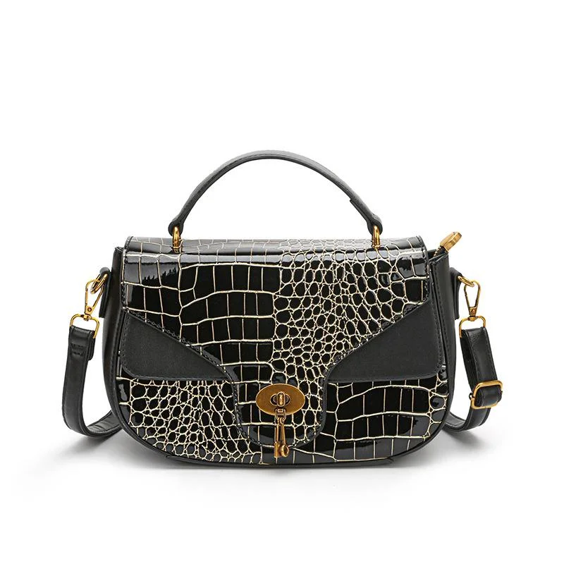 Fashion Shoulder Bag, New High-quality Popular All-match Contrast Color Handbag, Stone Pattern Classic Practical Crossbody Bag， New Women's Saddle Bag_voghion.com