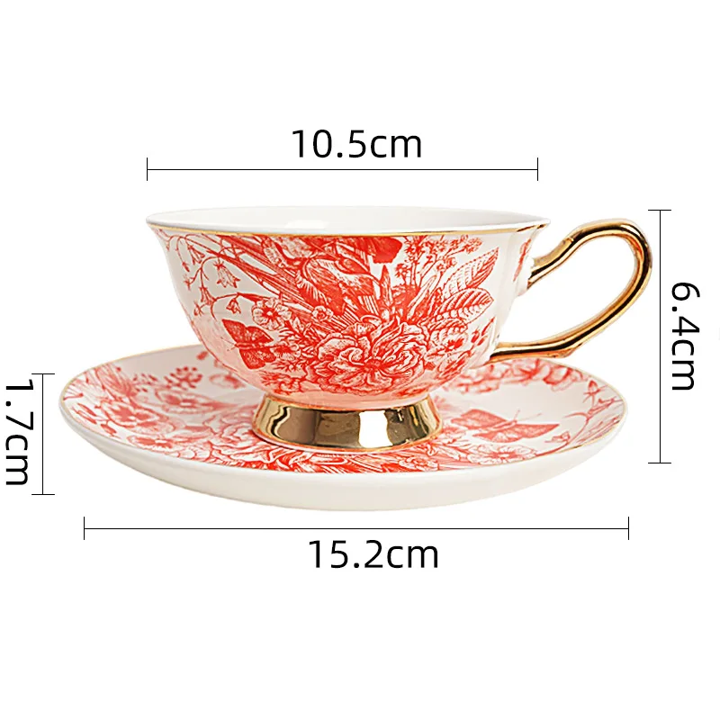 European-style High-grade Bone China Coffee Cups and Saucers Exquisite Round Ceramic Plates Birthday Gifts with Gift Cups