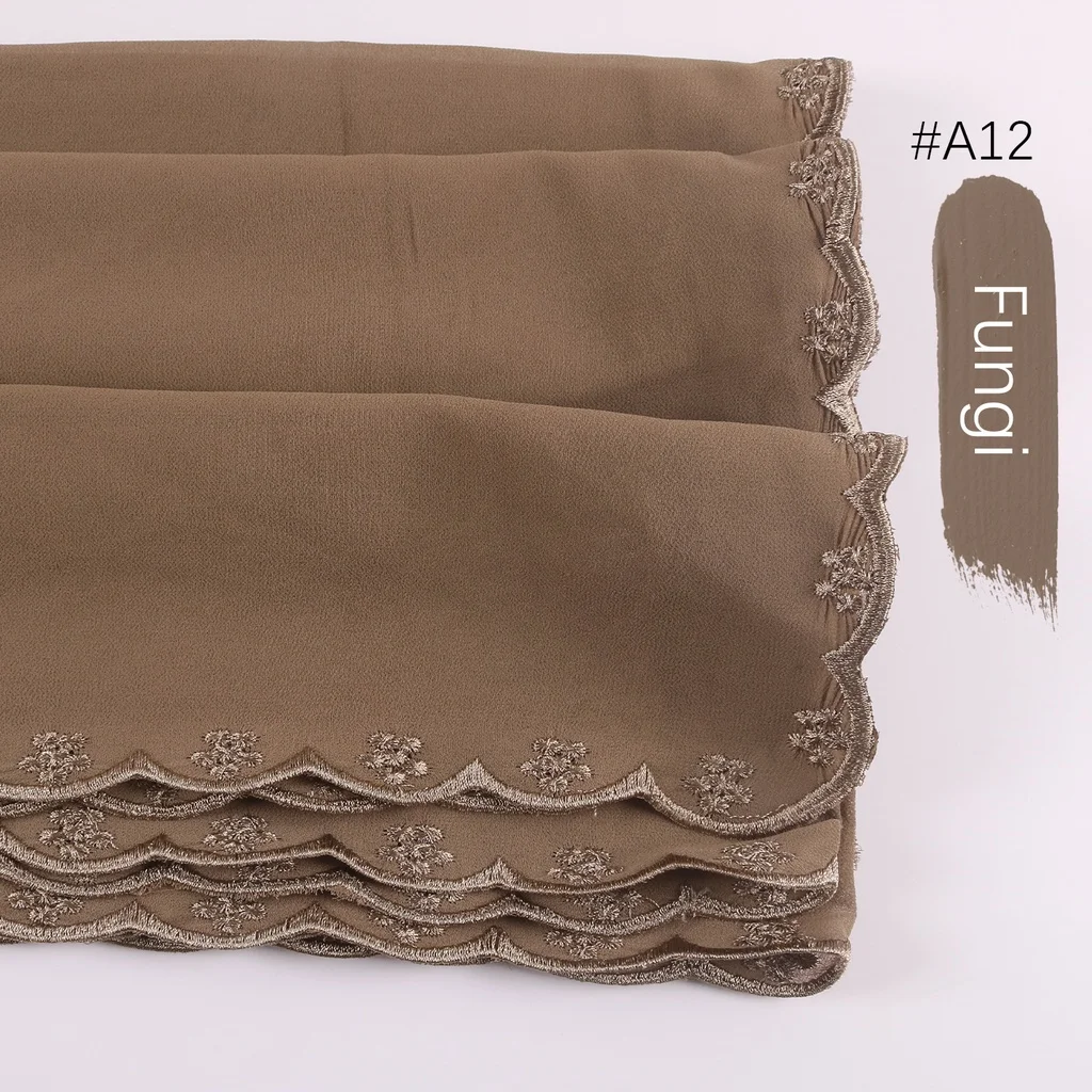 Musilm Frauen Damen Premium Schwere Chiffon Bawal Sulam Muslimischen Stickerei Malaysia Hijab frauen Schal Sulam