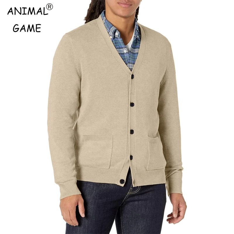 

Men's Collar Long Sleeve Cardigan Knit Sweaters Man Button V Neck Knitted Coats Casual Oversize Lightweight Solid Color Tops