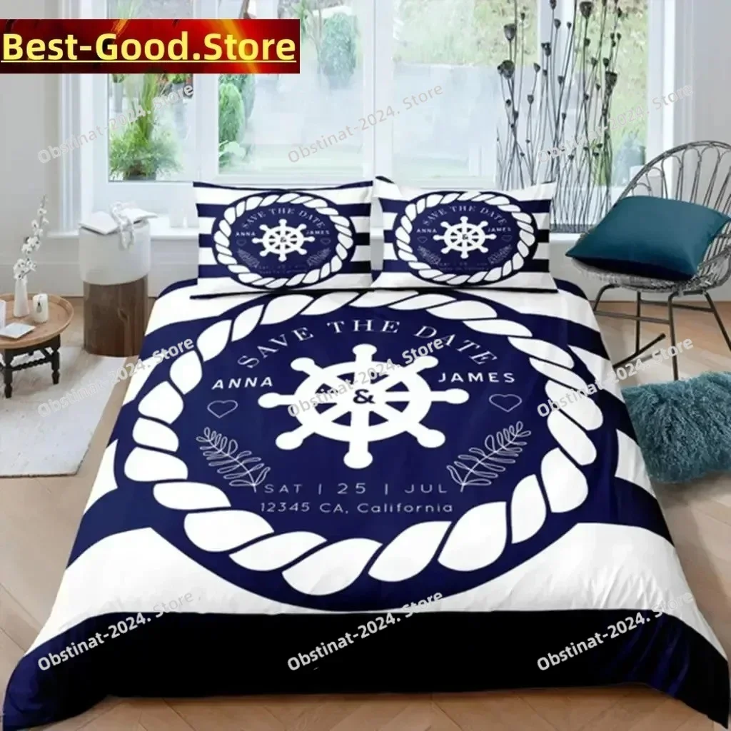 

Luxury 3D Nautical Anchor Bedding Set Printed single Comforter Quilt Bed Cover Duvet Cover Pillow Case 3 Pieces Kids Adult Size