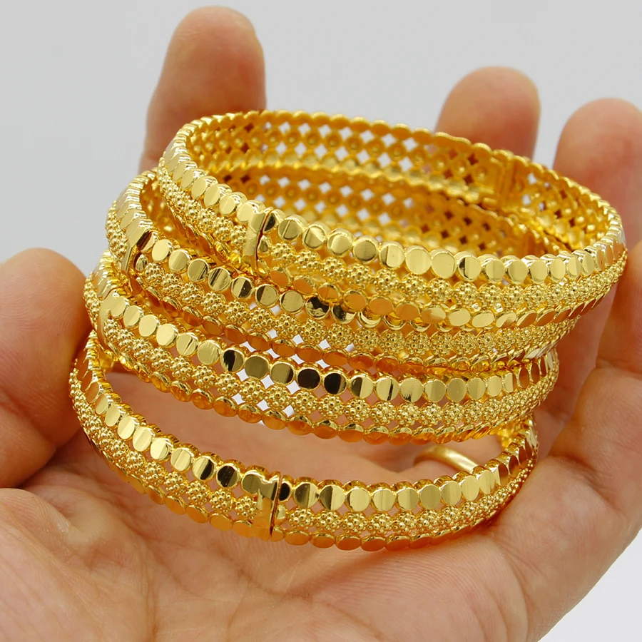 Middle East 1pcs Copper gold-Plated Bangles Dubai Fashion Jewelry For Summer Women Party Gift