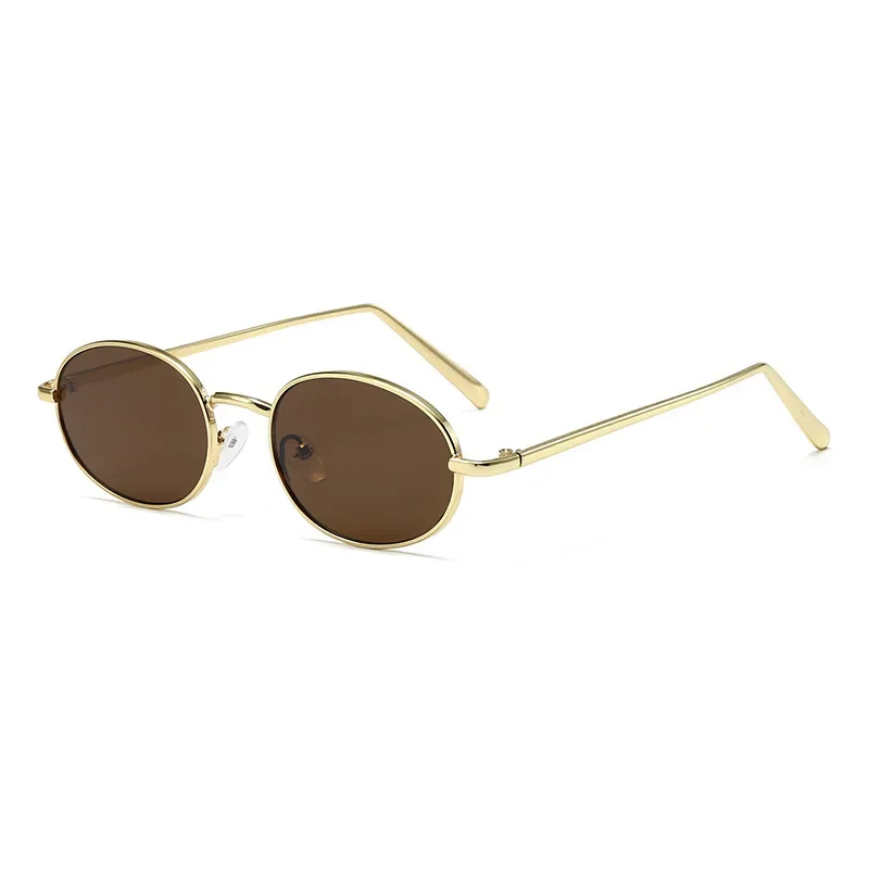 New Luxury Designer Sunglasses for Women and Men Oval Metal Frame Unisex Glasses Stylish Glamour Eyewear