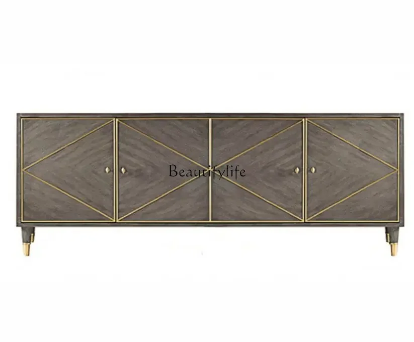 

FG10*American postmodern side cabinet light luxury storage entrance cabinet solid wood neoclassical retro