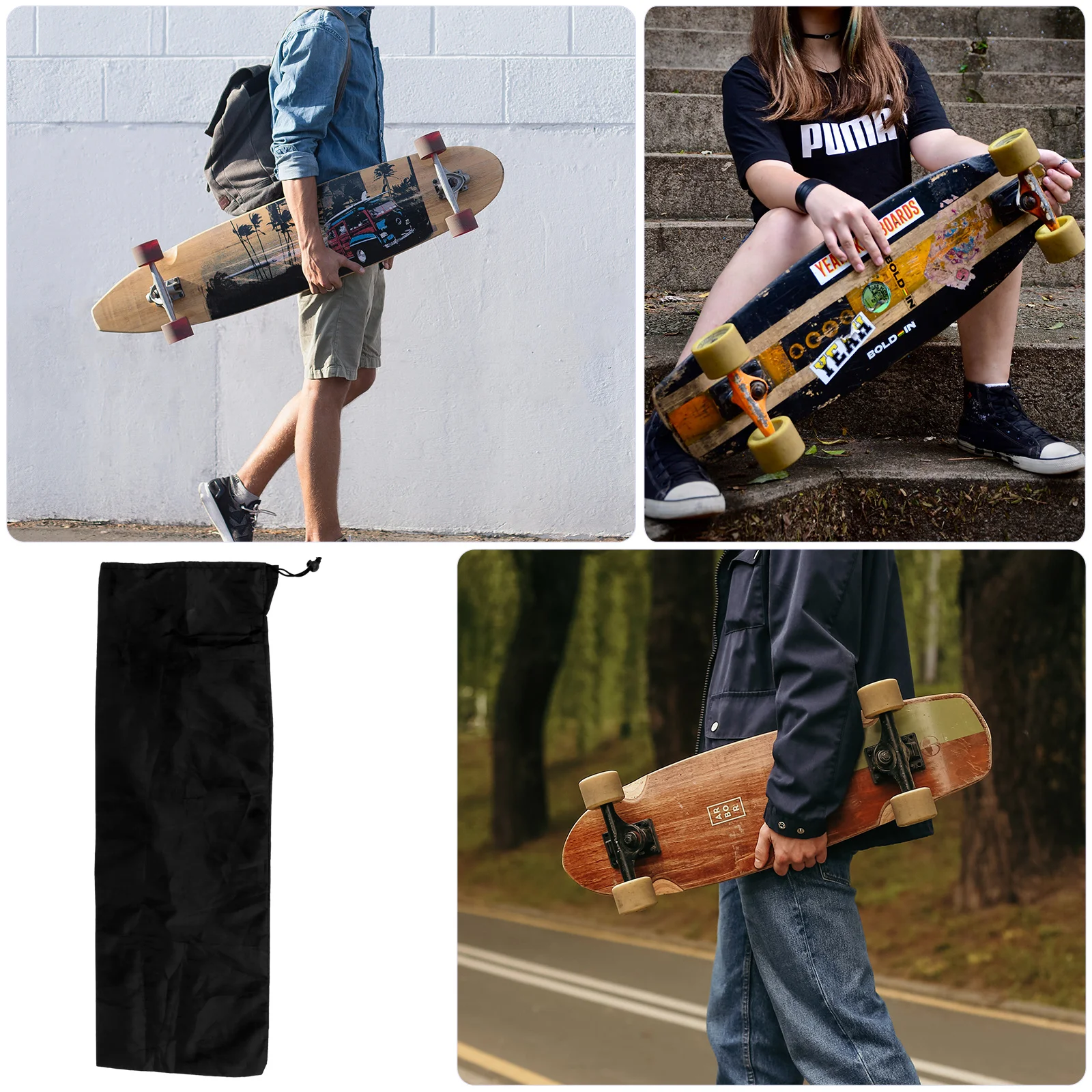 

Double Tilt Skateboard Bag Thick Durable Fabric Drift Board Rucksack Portable Carry Shoulder Bag Skateboard Accessories
