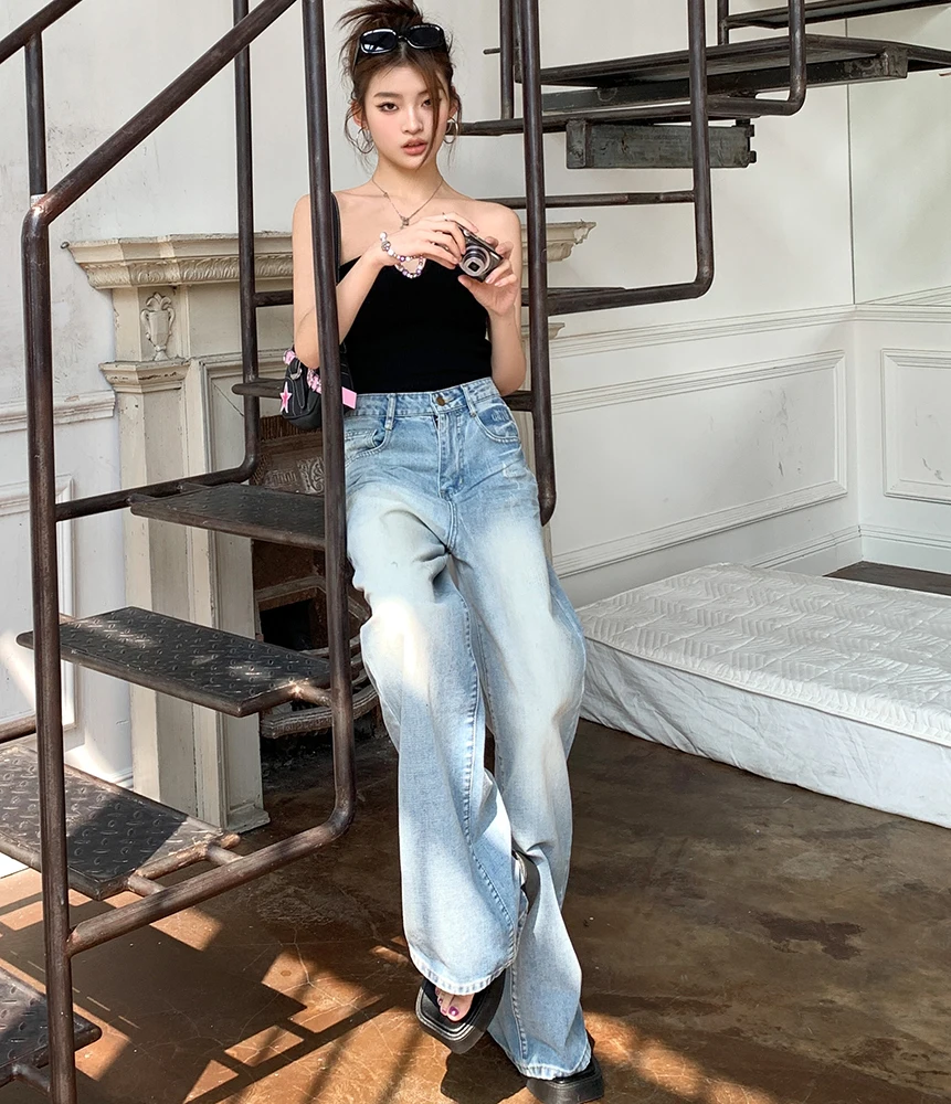 

Streetwear Fashion Wide Leg Baggy Jeans Woman All Season Spice Girls Harajuku Boyfriend Denim Pants for Women Cheap Wholesale