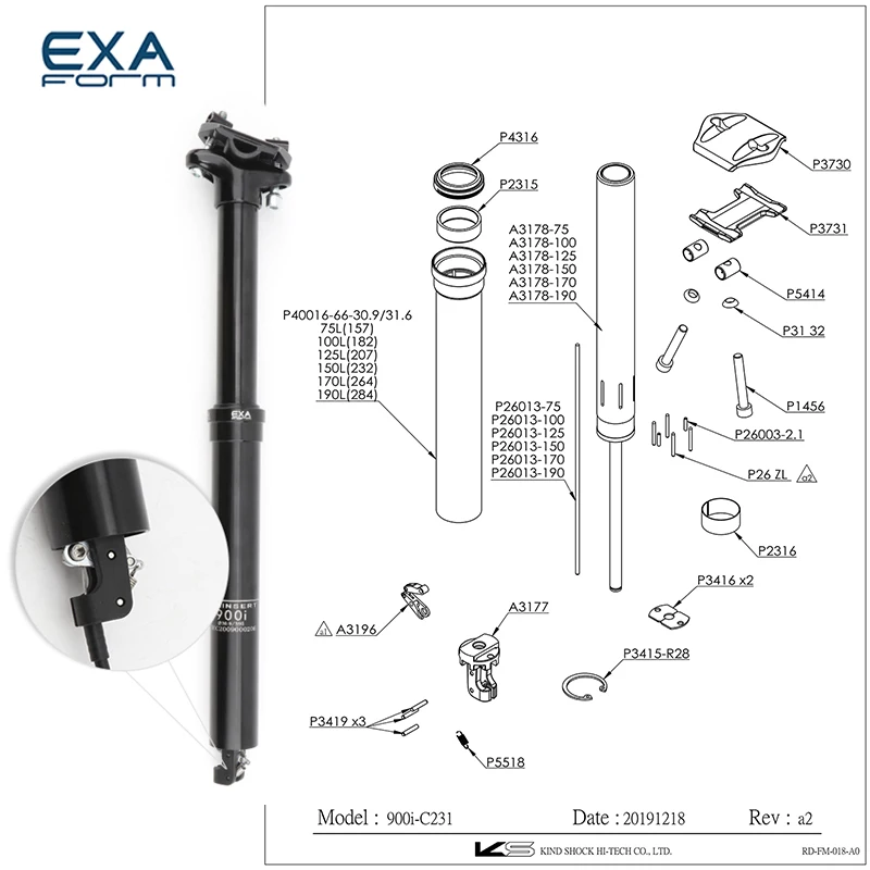 Bicycle seatpost 30.9 31.6mm telescopic tija mtbKS 900i 125 150mm travel canote retratil mtb hidraulico remote control seatpost