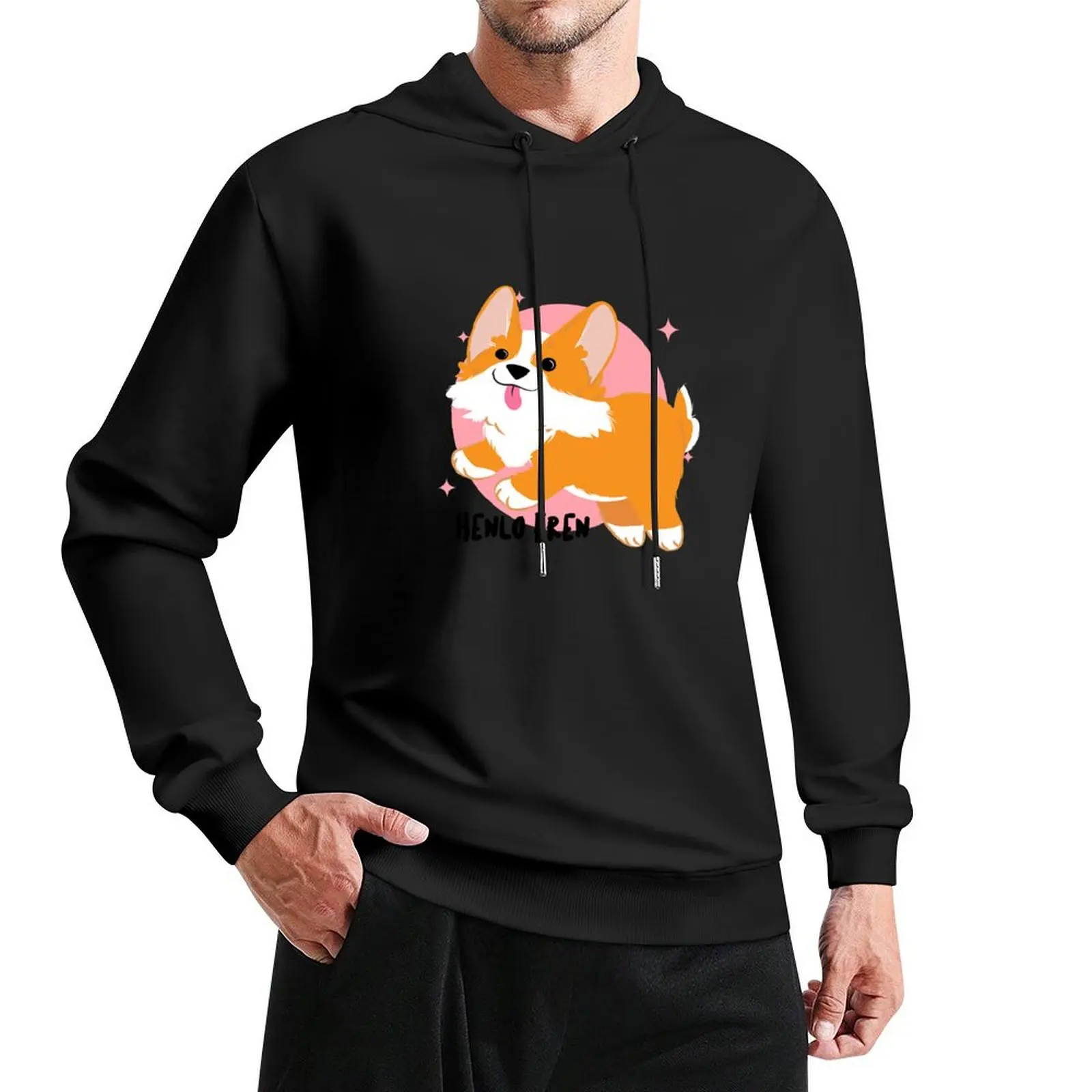 

Henlo Fren Corgi Pullover Hoodie fashion men men's sweat-shirt set men's clothes anime clothing hoodie streetwear