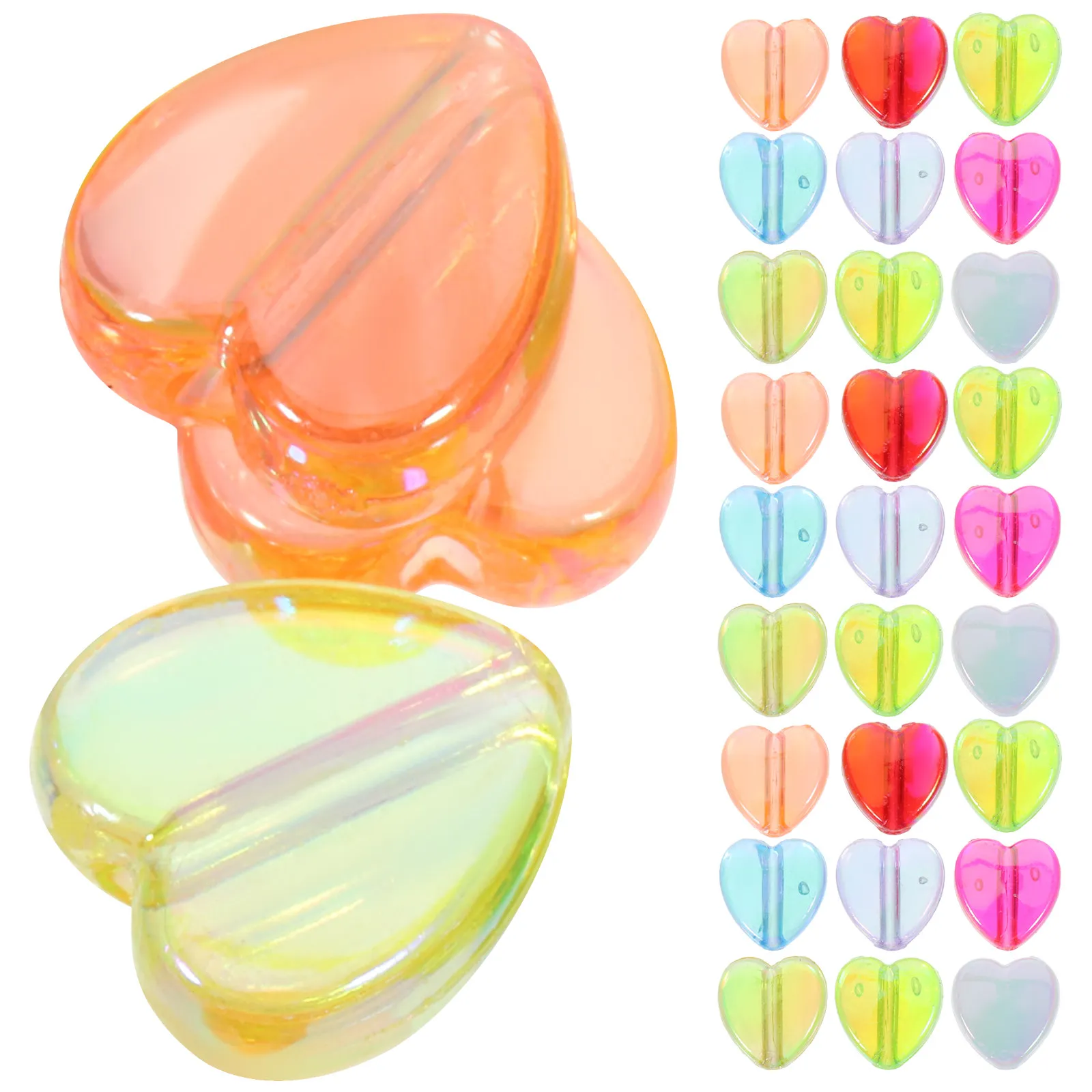 

400 шт. акриловых бусин в форме сердца с блестками для рукоделия, изготовления украшений, браслетов, ожерелий, брелоков, декора