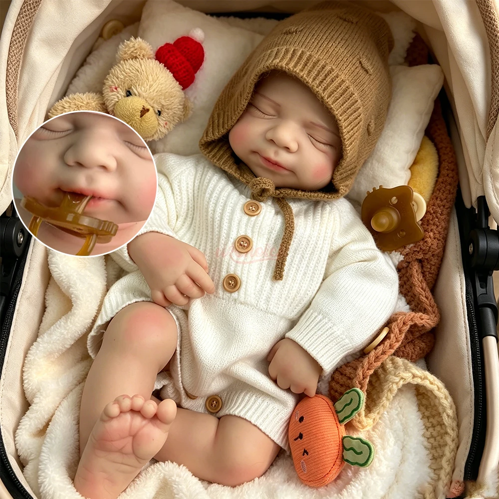 50cm Solid Silicone Reborn Baby Can Use Pacifiers Doll Realistic Weighted Washable Newborn Doll Anatomically Correct Gift