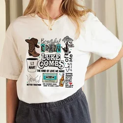 Fashion T-Shirt Luke Combs Country Music T-Shirt Printed Cartoon Trend Versatile Pattern Street Casual Women's Top O-Neck T-Shir