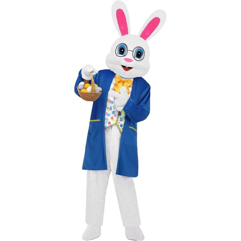 Easter Bunny Costume Adult Bunny Suit White Rabbit Costume One Piece Suit Waistcoat Shoes Bowtie for Adults Robe Kostum cloth