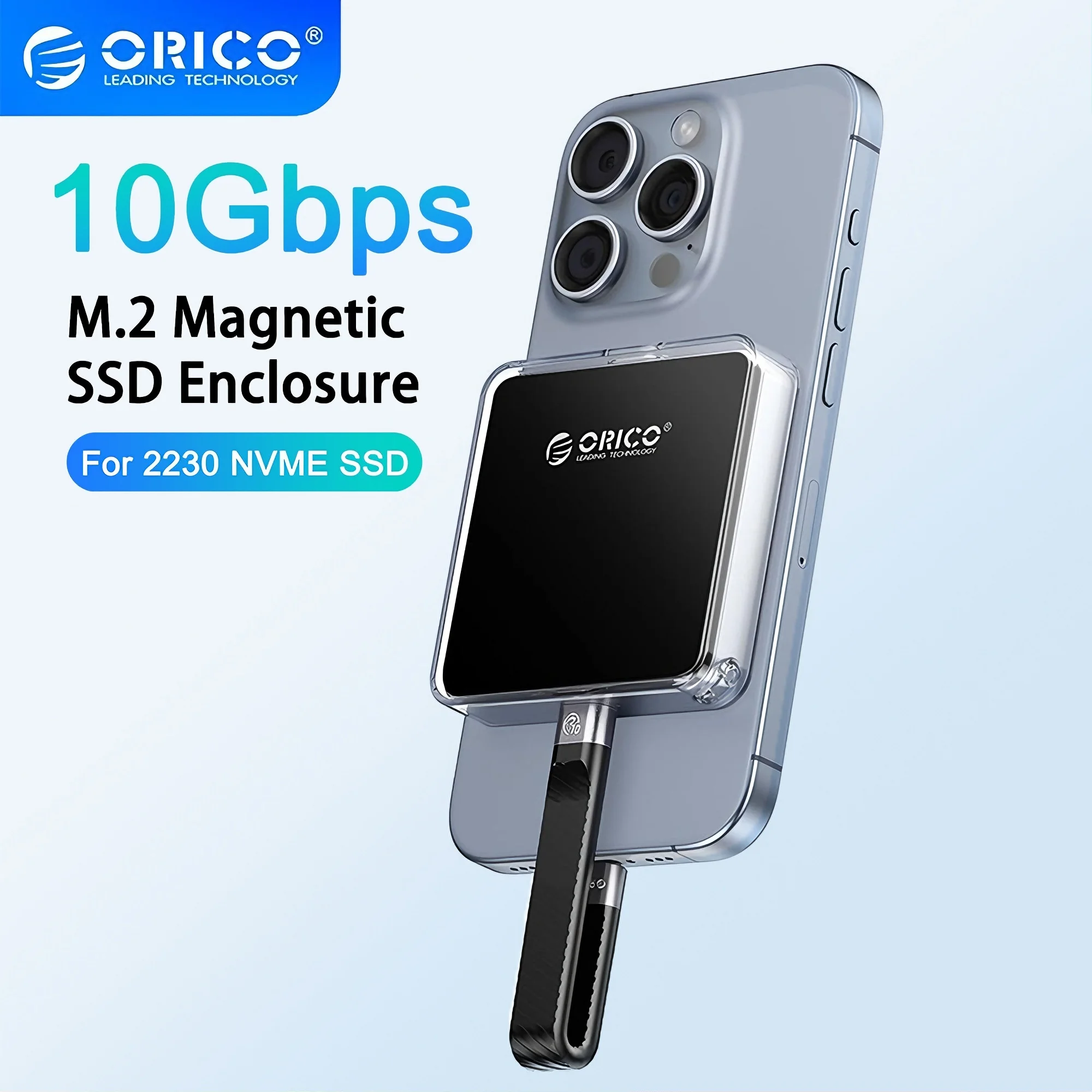 

ORICO Magnetic 2230 M.2 NVME SSD Enclosure Case 10Gbps M.2 to USB Type C External Adapter for iPhone 15 Pro Max ProRes MacBook