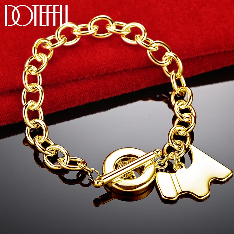 

DOTEFFIL 18K Gold Dog Pendant Bracelet OT Buckle For Woman Charm Wedding Engagement Fashion Party Jewelry