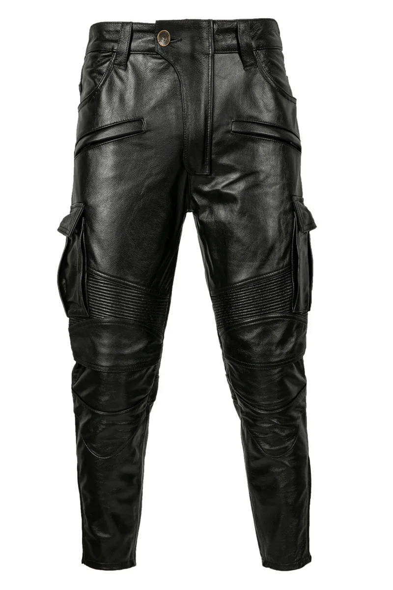 

Top Layer Cowhide Genuine Leather Trousers Men's Motorcycle Riding Suit Windproof New Style