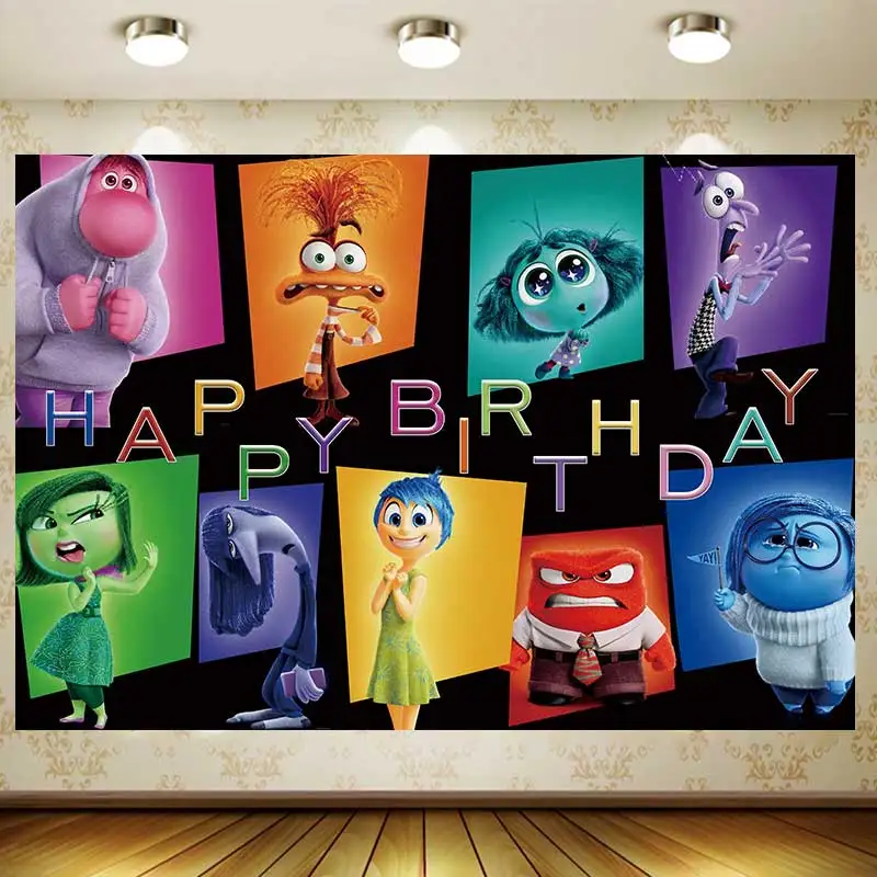 Inside Out Background Girl Birthday Party Supplies Decoration Customize game Backdrop Baby Shower Banner Kid Faovr Room