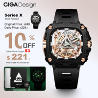 CIGA Design Skeleton Mens Automatic Watches 2025 Series X Eye Of Horus Luminous Square Mechanical Wristwatches Fashion Timepiece