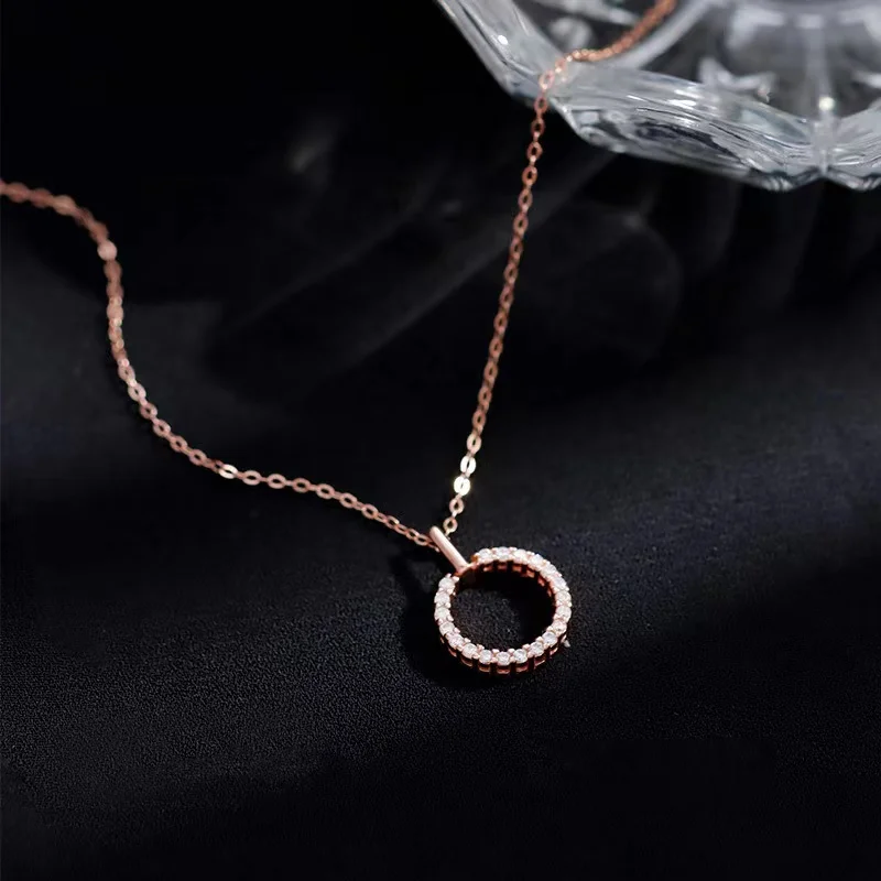 New 925 Sterling Silver Round Necklace Zircon Geometric Pendant Chanis Sparkling Choker Party Favor Women Fashion Jewelry