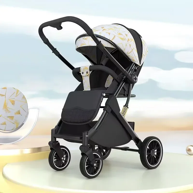 Baby Stroller Lightweight Foldable Carrinho De Bebe Can Sit or Lie Down High Landscape Two-way Baby Stroller for Newborns