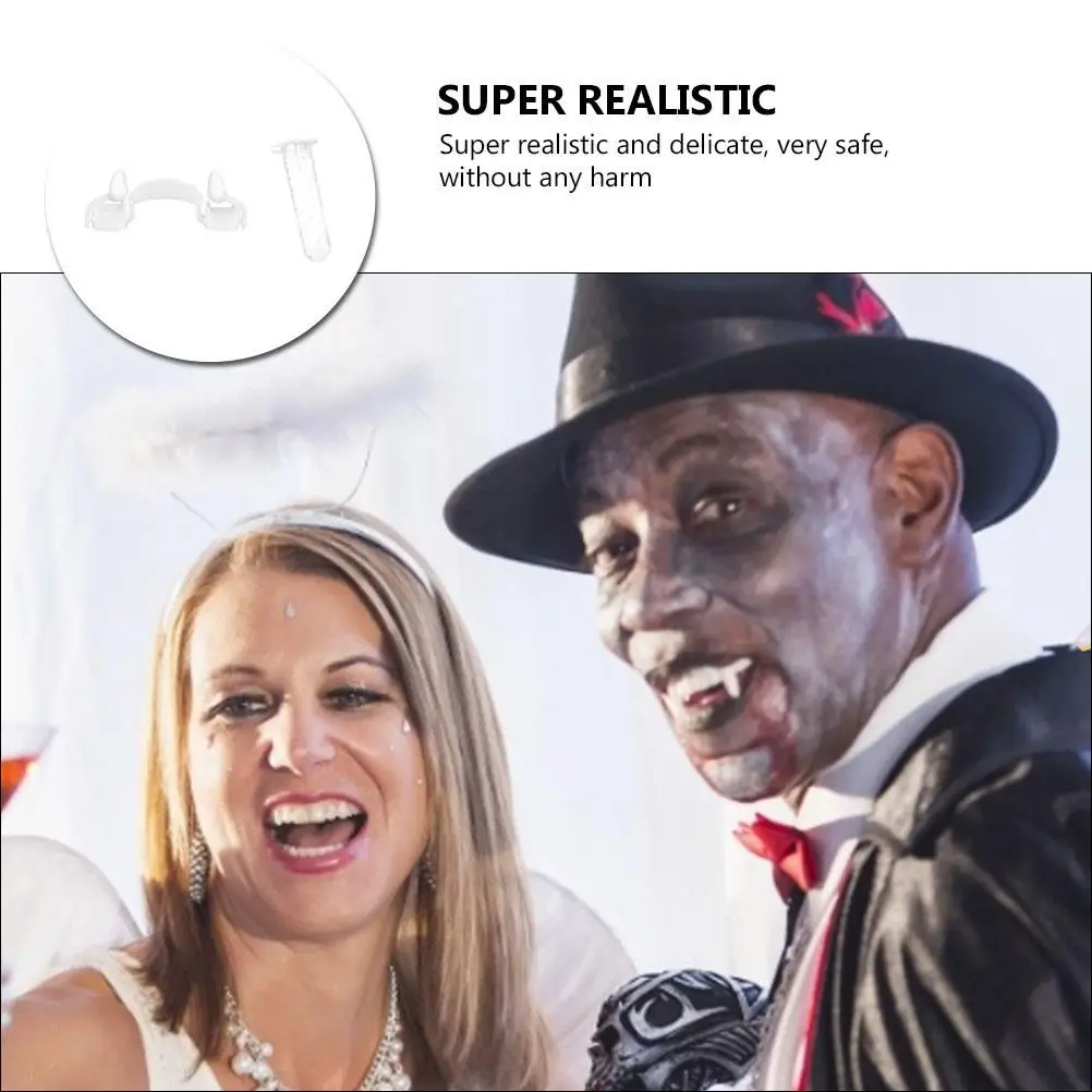 Decoración retráctil de dientes falsos para disfraz de Halloween, plástico PP blanco, accesorio para fiesta de amigos, juguete creativo