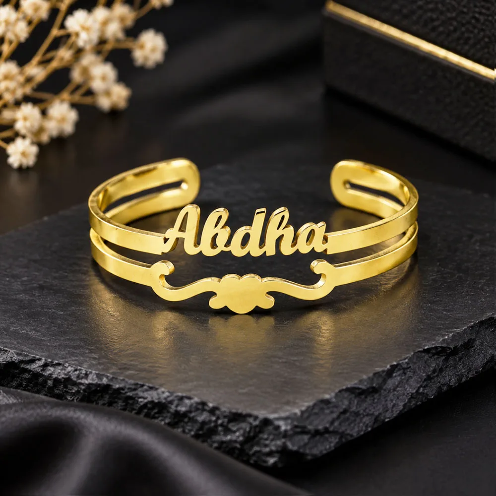 Personalized Name Bangle Stainless Steel Openable Bracelet