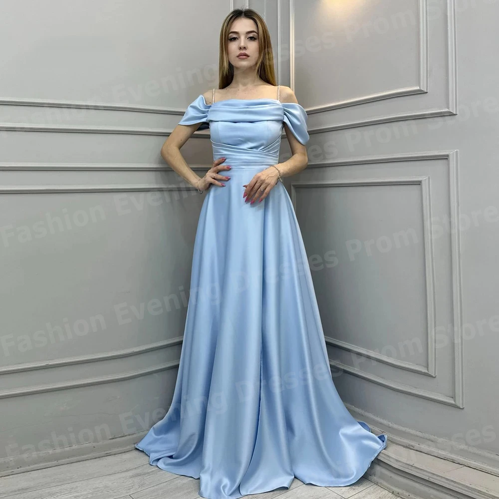 Einfache Frauen A-Linie Abendkleider Sexy Weg Von Der Schulter Ärmellose Prom Kleider Angepasst Backless Vestidos De Fiesta Elegantes