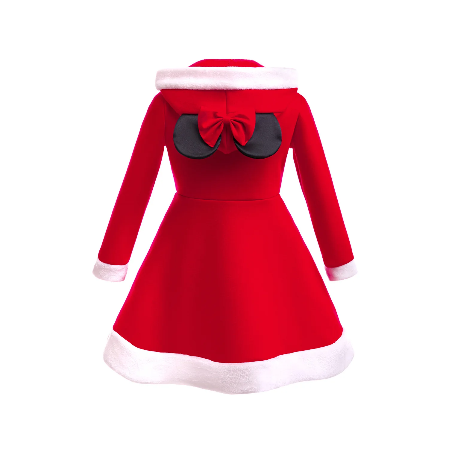 Menina natal cosplay traje vermelho papai noel traje de ano novo vermelho festivo manga comprida princesa quente engrossado vestido festa