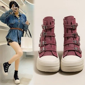 Canvas Shoes Women's Spring and Summer 2025 New Casual Versatile High-top Platform Heightened Small Board Shoes