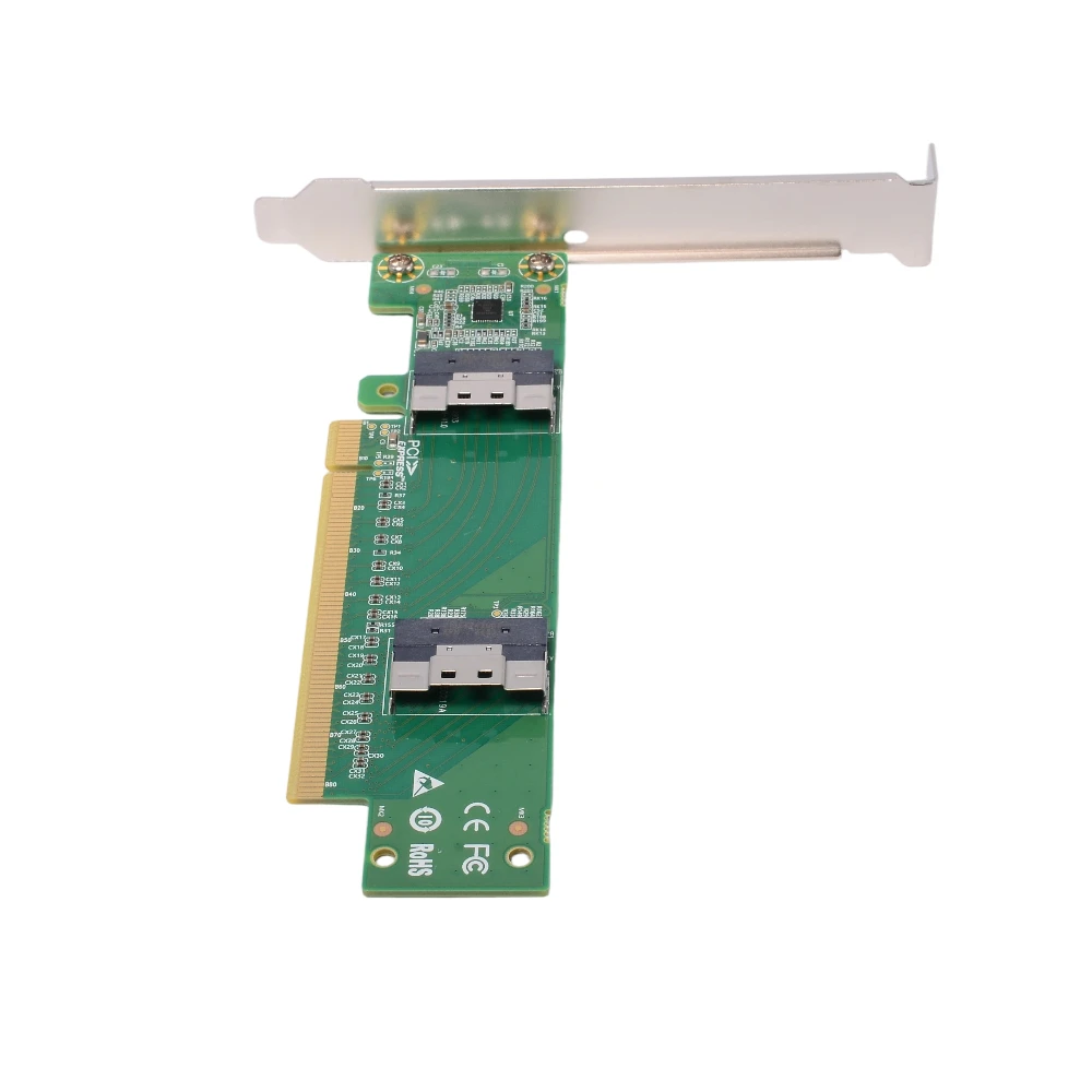 ADT-Link PCIe 4.0 X16 to Dual SlimSAS SFF-8654 8i Adapter Card  PCIe Bifurcation NVMe SSD Expansion Card for Server
