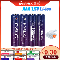 PALO 1.5v Li-ion AAA Rechargeable Battery 900mWh 1.5V AAA Lithium Rechargeable Battery AAA 1.5V Batteries for RC Remote Control