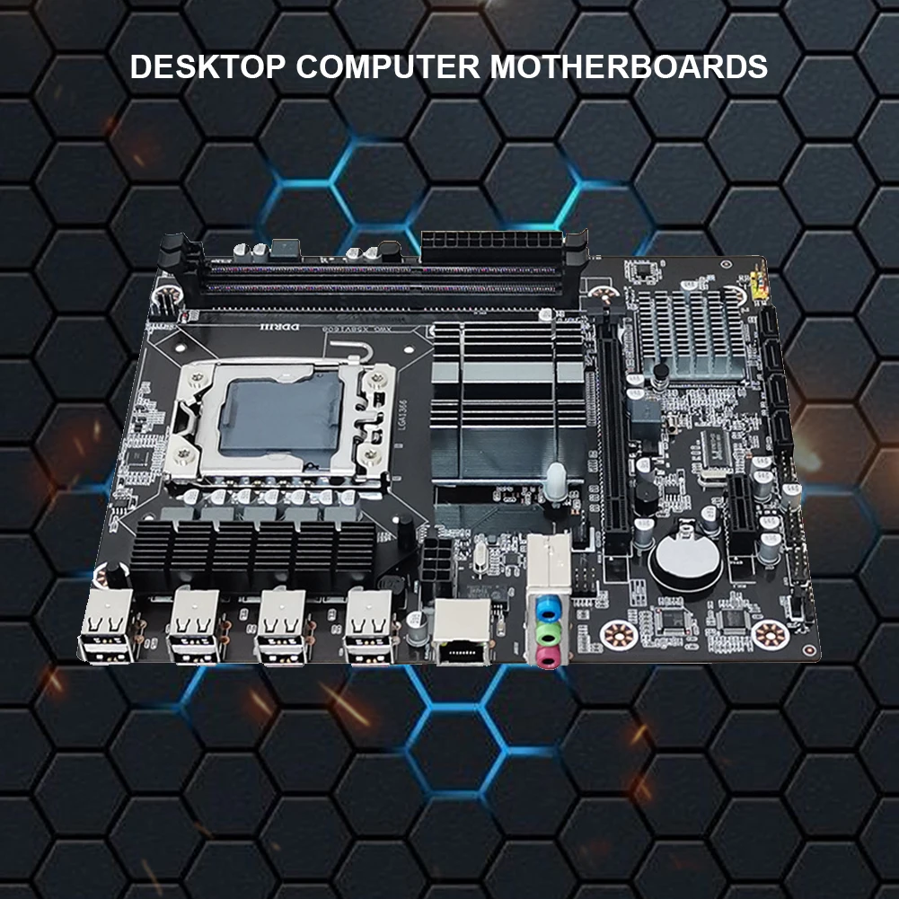 

X58 Материнская плата для настольных ПК Память DDR3 LGA 1366 Материнская плата игрового ПК Двухканальная материнская плата компьютера Поддержка E5640 USB 2.0 SATA