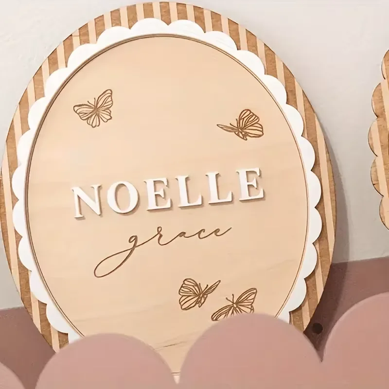 Personalized Wooden Butterfly Bulletin Board, Custom Name & Birth Stats, Home Wall Decor