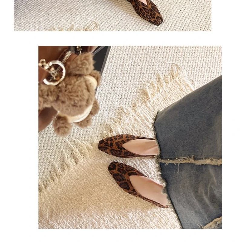 Big Size 35-43Snake Pattern Leather Woman Square Toe Shallow Ballet Flats Wowen Ballerinas Daily Slip on Loafers Mocasines Mujer