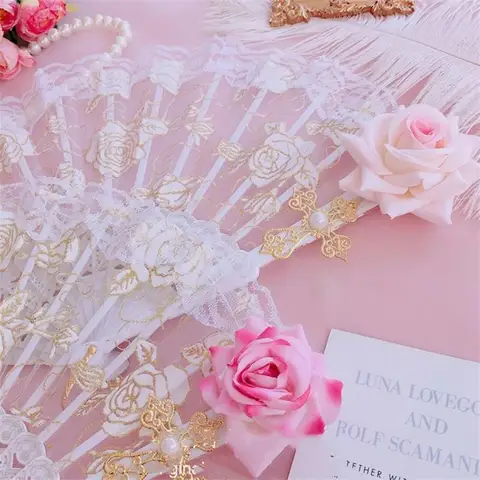 लोलिता गोथिक पंखा विक्टोरियन महिला फीता हाथ पंखा विंटेज काले सफेद लाल गुलाब बांस पंखे कॉस्प्ले हैलोवीन पार्टी की आपूर्ति 10 best sales काला पंखा - №6