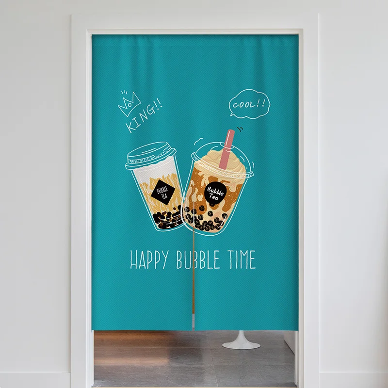 Milk Tea Shop Door Curtain Partition Noren Curtain Restaurant Kitchen Entrance Decoration Bubble Tea Linen Hanging Half-Curtain