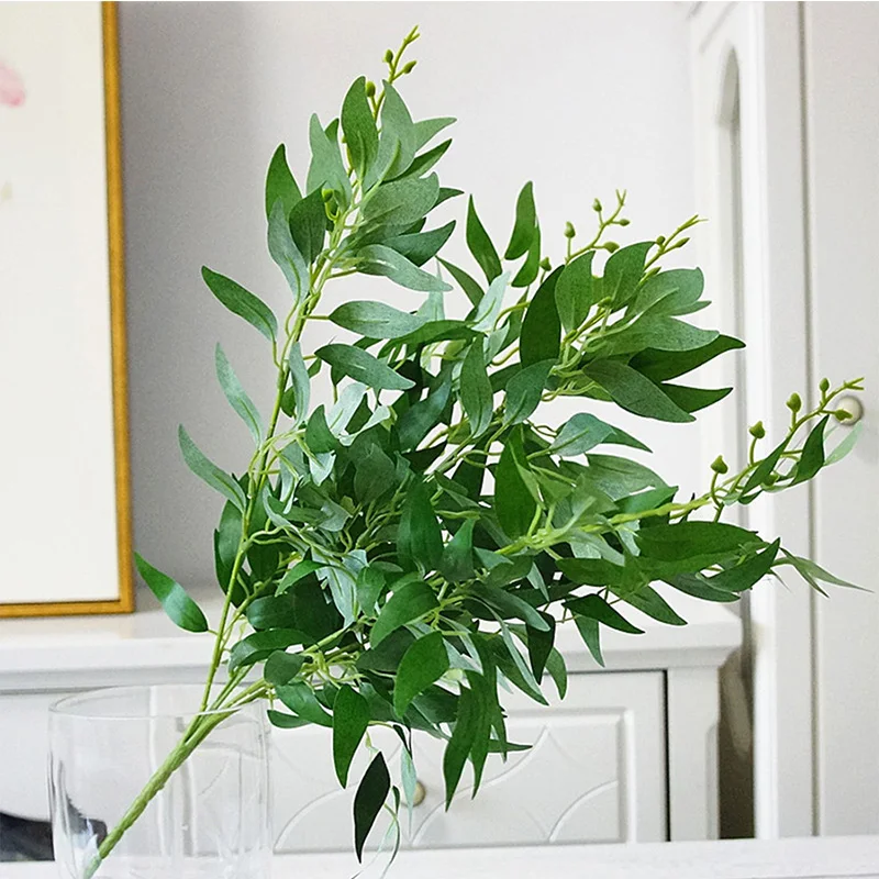 Kahaul 2 pièces plante artificielle feuilles Bouquet Faux saule Jungle mariage toile de fond décoration Faux feuillage vigne fête décor à la maison