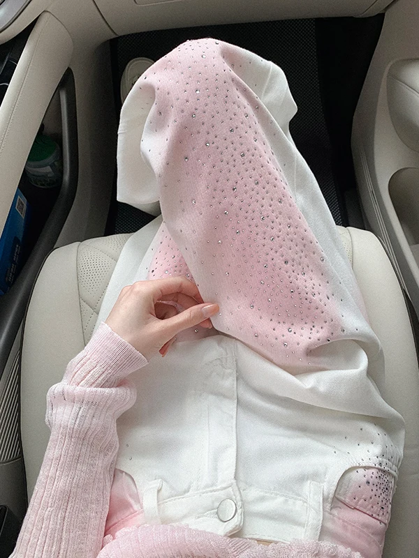 Gradient Color Hot Diamond Nice Denim Wide Leg Pants Women's 2025 New Summer Good-looking Jeans Fashion Versatile Straight Pants