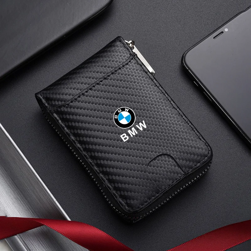 سيارة ألياف الكربون الجلود حامل بطاقة الائتمان الرجال المحفظة تخزين محفظة أدوات لسيارات BMW X1 X3 X5 E30 E90 M3 F30 F20 F10 E46 E60 M #2