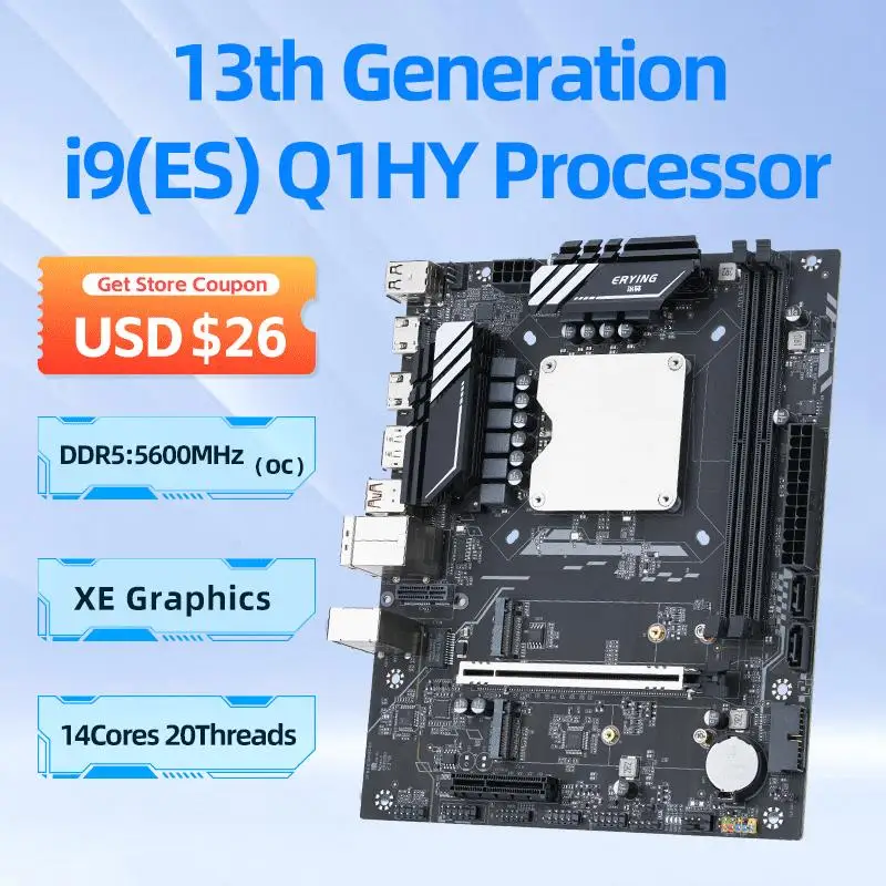 New! DIY Gaming Computer Motherboard with Onboard 13th Kit Interposer Core CPU Q1HY ES 0000(Refer to i9 13900HK)14C20T DDR5