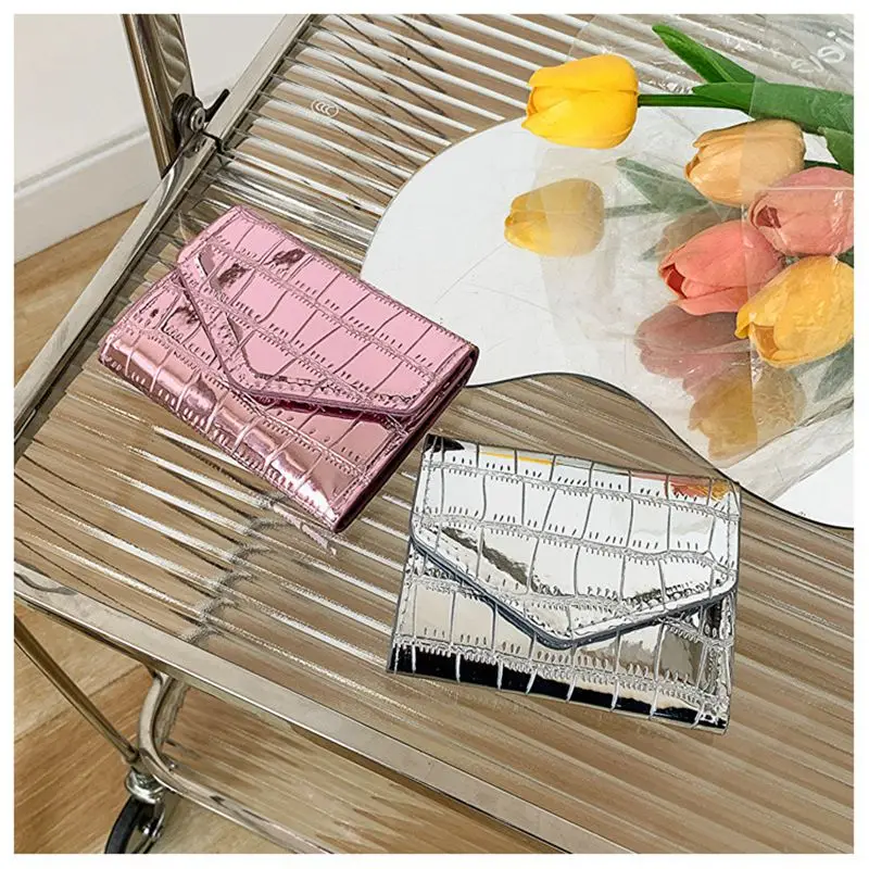 

New Small Wallet Laser Card Bag Women's Short Fold Multi-card Money Bag Personalized Cute Fashion Wallet Zero Wallet