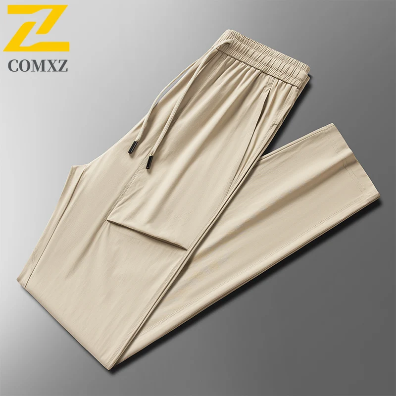 Men Casual Pants Ice Silk Comfortable Breathable Sweat Absorbing Fashionable Versatile Straight Leg Pants Outdoor Fitness Pants